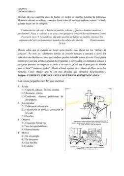 ESTUDIO 2 
LIDERAZGO BÍBLICO 
Después de casi cuarenta años de luchar en medio de muchas batallas de liderazgo,
Moisés le ofr