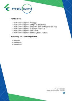 (http://www.linkedin.com/company/protoconverts)Modbus/BACnet/SNMP Datalogger 
Modbus/BACnet/SNMP to MQTT (Bi-directional)
Mo