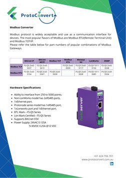 (http://www.linkedin.com/company/protoconverts)Modbus Converter
Modbus protocol is widely acceptable and use as a communicat