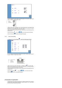 2. As an example, the upper model in the following figure is input (alpha: angle of upper
model, r: chamfer, h: height of upp