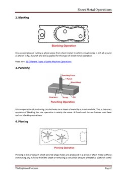 Sheet Metal Operations 
 
TheEngineersPost.com 
Page 2 
 
2. Blanking 
 
It is an operation of cutting a whole piece from she