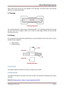 Sheet Metal Operations 
 
TheEngineersPost.com 
Page 3 
 
figure. Both punch and die are also applied in this operation. The