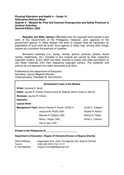 Pe and Health 12 q4 Module 4a | PDF | Camping | First Aid