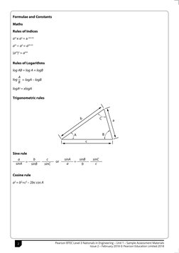 2
S50749A
Formulae and Constants
Maths
Rules of Indices
am x an = a (m+n)
am ÷ an = a(m-n)
(am)n = amn
Rules of Logarithms
lo