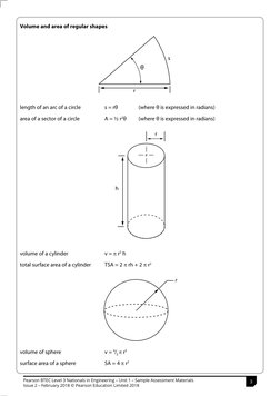 3
Turn over    
S50749A
Volume and area of regular shapes
r
s
θ
length of an arc of a circle 
 
s = rθ  
(where θ is expresse