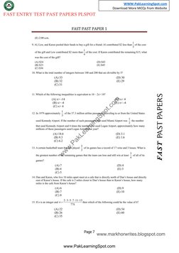 FAST Entry Test Past Papers Guide | PDF