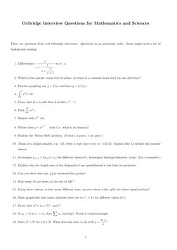 Oxbridge Math Interview Questions | PDF | Prime Number | Numbers