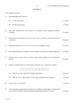 8812-7013
– 2 –
N12/5/COMSC/SP1/ENG/TZ0/XX
SECTION A
Answer all the questions.
1. 
State one application that uses:
 
(a) 
on