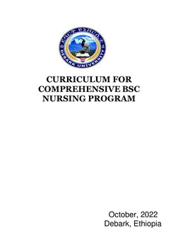 CURRICULUM FOR 
COMPREHENSIVE BSC 
NURSING PROGRAM