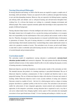 CMPREHENSIVE NURSING PROGRAM 
CURRICULUM-OCT,2022 
3 
 
Nursing Educational Philosophy 
In nursing education and training, we