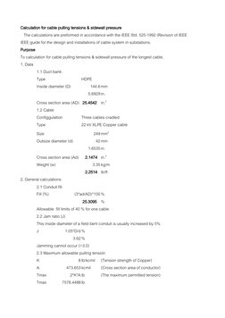 Calculation for cable pulling tensions & sidewall pressure
   The calculations are preformed in accordance with the IEEE Std.
