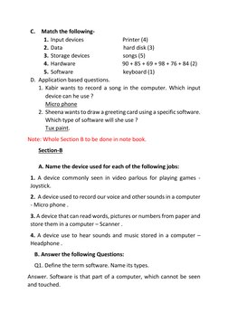 Class 3 Computer: Hardware & Software | PDF | Computer Hardware | Input ...