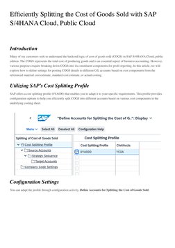 COGS Splitting in SAP S/4HANA Guide | PDF | Cost Of Goods Sold | Inventory