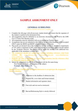 SAMPLE ASSIGNMENT ONLY 
 
 
GENERAL GUIDELINES 
(Please read the instructions carefully) 
 
1. Complete the tit