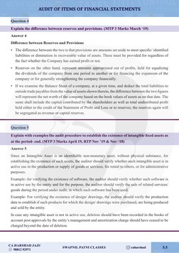 AUDIT OF ITEMS OF FINANCIAL STATEMENTS
Swapnil Patni Classes       
caharshad
CA Harshad Jaju
      98812 92971
5.5
Question