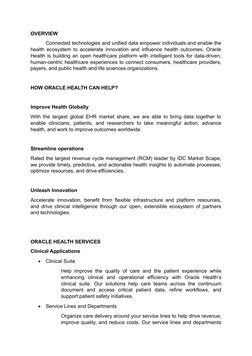 OVERVIEW
Connected technologies and unified data empower individuals and enable the
health ecosystem to accelerate innovation