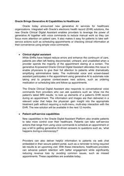 Oracle Brings Generative AI Capabilities to Healthcare
Oracle  today  announced  new  generative  AI  services  for  healthca