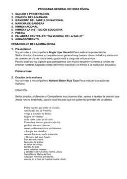 Programa de Hora Cívica Escolar | PDF | Oración | María, madre de Jesús