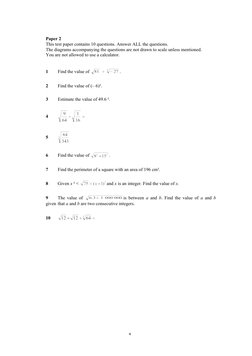 Paper 2
This test paper contains 10 questions. Answer ALL the questions.
The diagrams accompanying the questions are not draw