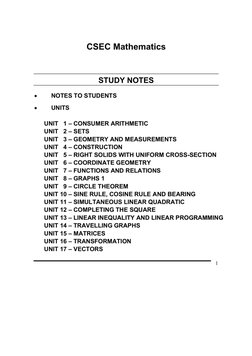 CSEC Mathematics Study Notes | PDF