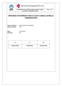 LV & HV Cable Laying Method Statement | PDF | Electrical Connector ...