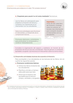 CATEGORÍA C  |  3.° Y 4.° GRADO DE PRIMARIA
Orientaciones para elaborar el video “Mi cartelera lectora”
3
b. Prepárate para a