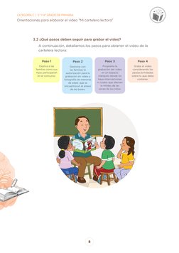 CATEGORÍA C  |  3.° Y 4.° GRADO DE PRIMARIA
Orientaciones para elaborar el video “Mi cartelera lectora”
8
3.2 ¿Qué pasos debe