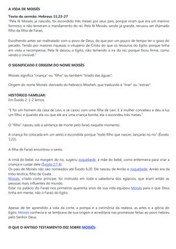 A VIDA DE MOISÉS
Texto do sermão: Hebreus 11:23-27
“Pela fé Moisés (https://bibliotecadopregador.com.br/moises/), já nascido,