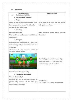 Grade 1 Lesson Plan: Action Words | PDF | English Language | Lesson Plan