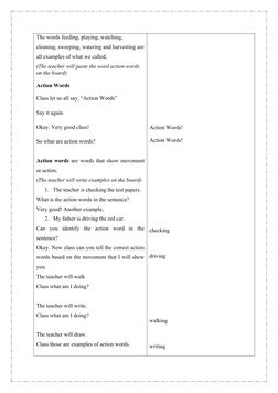 Grade 1 Lesson Plan: Action Words | PDF | English Language | Lesson Plan