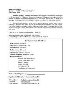 Q4 Science 10 Module 3 | PDF | Chemical Reactions | Chemical Substances
