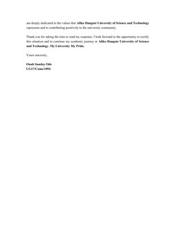 am deeply dedicated to the values that Aliko Dangote University of Science and Technology
represents and to contributing posi