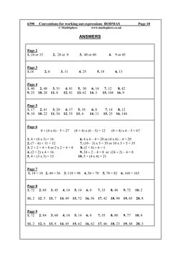 6390     Conventions for working out expressions  BODMAS                    Page 10 
© MathSphere                  www.mathsp