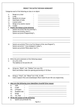 Java Output Prediction Worksheet | PDF | Integer (Computer Science ...