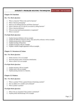 BCA 1st Sem Problem Solving Techniques | PDF | Pointer (Computer ...