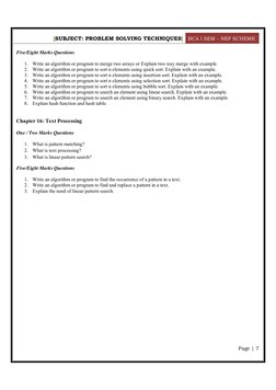 BCA 1st Sem Problem Solving Techniques | PDF | Pointer (Computer ...