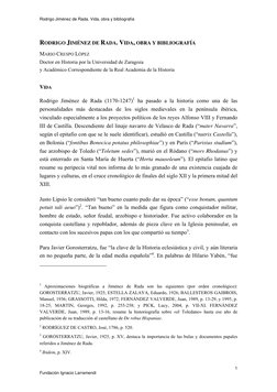 Rodrigo Jiménez de Rada. Vida, obra y bibliografía 
 
1 
Fundación Ignacio Larramendi 
RODRIGO JIMÉNEZ DE RADA. VIDA, OBRA Y