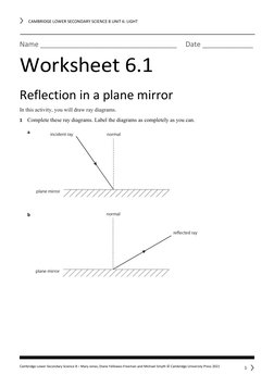 Reflection and Refraction Worksheets | PDF | Reflection (Physics ...