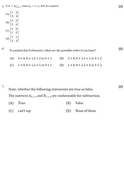 ICSE Class 10 Matrices Worksheet | PDF