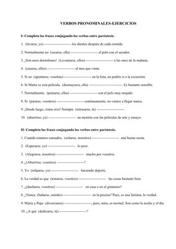 Ejercicios de Verbos Pronominales | PDF | Artes del Lenguaje y ...