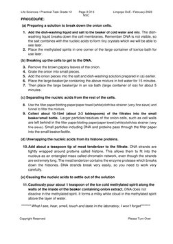 LIFE SCIENCES Practical Task 1 Grade 12 Feb 2023 | PDF | Filtration | Dna