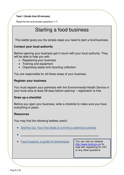 Page 2 of 12 
 
 
Starting a food business 
 
This leaflet gives you the simple steps you need to start a food business.