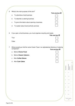 Page 4 of 12 
 
 
Question 
Assessment 
Criteria 
Achieved    /  X 
1 
1.1 
 
2 
1.2 
 
3 
1.3 
 
4 
1.4 
 
5 
2.1 
 
6 
3