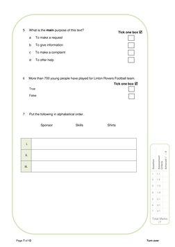Page 7 of 12 
Turn over 
 
Question 
Assessment 
Criteria 
Achieved    /  X 
1 
1.1 
 
2 
1.2 
 
3 
1.3 
 
4 
1.4 
 
5 
2.