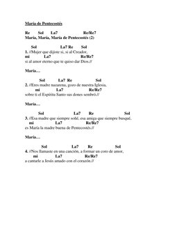 María de Pentecostés  
 
Re        Sol       La7                         Re/Re7 
María, María, María de Pentecostés (2)