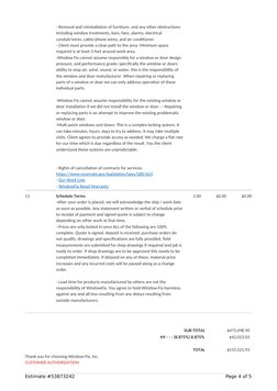 - Removal and reinstallation of furniture, and any other obstructions
including window treatments, bars, fans, alarms, electr