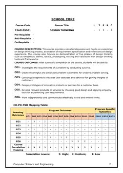 Computer Science and Engineering                                                                      2 
 
 
SCHOOL CORE 
Cou