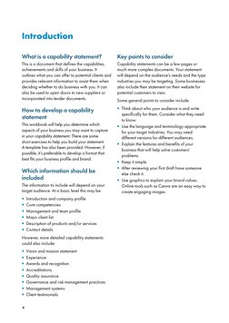 4
Introduction
What is a capability statement?
This is a document that defines the capabilities, 
achievements and skills of