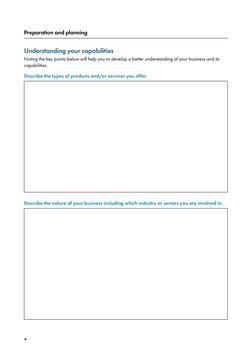 6
Preparation and planning
Understanding your capabilities
Noting the key points below will help you to develop a better unde