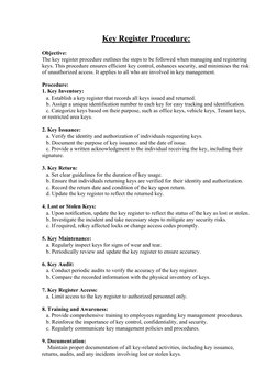 Key Management and Register Procedure | PDF | Business | Finance ...